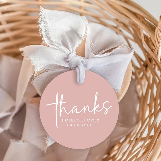 Stoffig Roze Minimalistische Script Bruidsdouche Bedankjes Labels