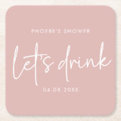 Stoffig roze minimalistische script bruiloft coast kartonnen onderzetters (Voorkant)