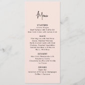 Stoffig roze, modern huwelijksmenu menu (Voorkant)