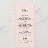 Stoffig roze, modern huwelijksmenu menu (Voorkant / Achterkant)
