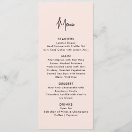 Stoffig roze, modern huwelijksmenu menu