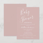 Stoffig Roze Modern Minimalistisch Script Baby Sho Kaart (Voorkant / Achterkant)