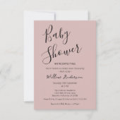 Stoffig Roze Modern Minimalistisch Script Baby Sho Kaart (Voorkant)