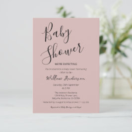 Stoffig Roze Modern Minimalistisch Script Baby Sho Kaart