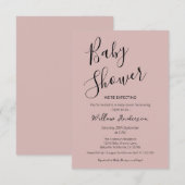 Stoffig Roze Modern Minimalistisch Script Baby Sho Kaart (Voorkant / Achterkant)