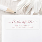 Stoffig roze moderne elegante script retouradres etiket (Insitu)
