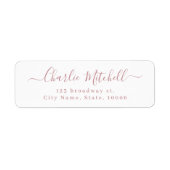 Stoffig roze moderne elegante script retouradres etiket (Voorkant)