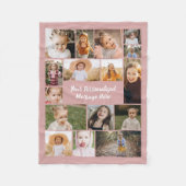 Stoffig Roze Moderne Gepersonaliseerde 16 Fotocoll Fleece Deken (Voorkant)