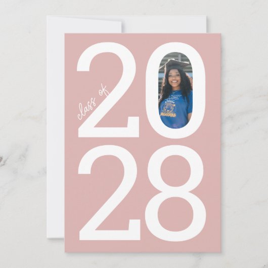 Stoffig Roze Moderne Klasse Jaar van & Foto Afstud Aankondiging (Voorkant)