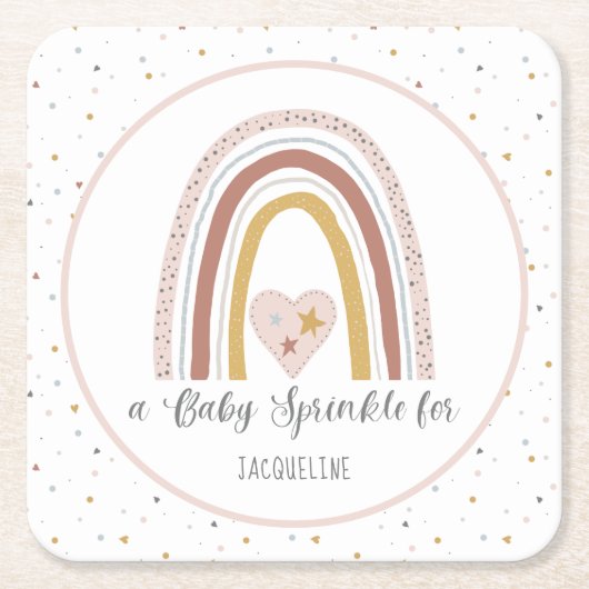 Stoffig Roze Moderne Regenboog Goud Meisje Baby Sp Kartonnen Onderzetters (Voorkant)