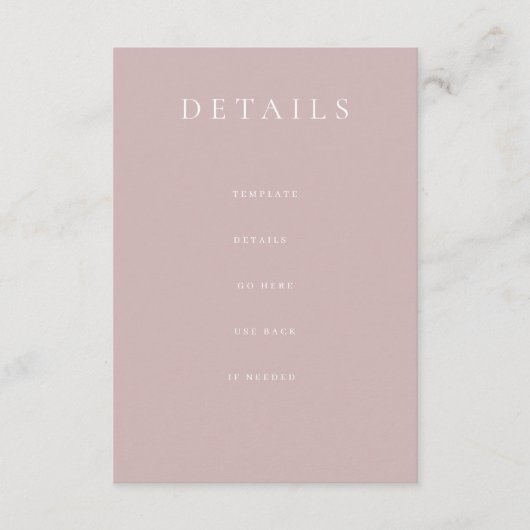 Stoffig Roze Moderne Trouwdetails Behuizing Kaart (Voorkant)