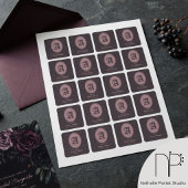 Stoffig Roze Monogram Fleur-de-Lis Vierkante Sticker
