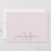  Stoffig Roze Monogram Paarse Ventilatorpatroon Notitiekaartje (Voorkant)