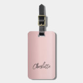 Stoffig roze naamschrift bagagelabel (Voorkant verticaal)