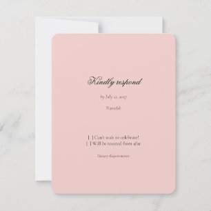 Stoffig Roze Nederlandse Bloemen Bruiloft RSVP Kaartje
