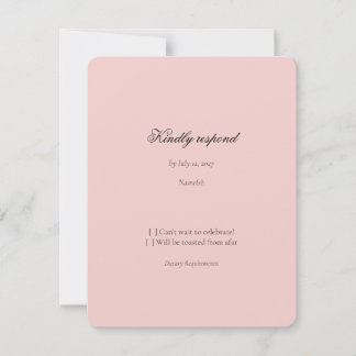 Stoffig Roze Nederlandse Bloemen Bruiloft RSVP Kaartje