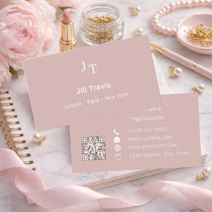 Stoffig roze neutrale QR-code Visitekaartje