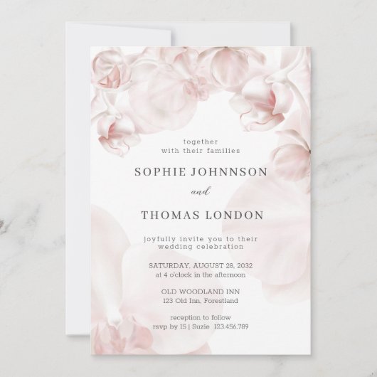 Stoffig roze orchidee All In One waterverf bruilof Kaart (Voorkant)