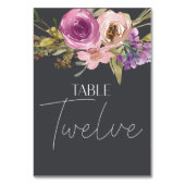 Stoffig Roze Paars Bloemig Bruiloft Tafel Nummer Kaart (Achterkant)