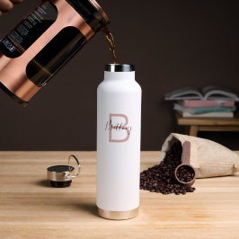 Stoffig Roze Persoonlijke Monogram Waterfles