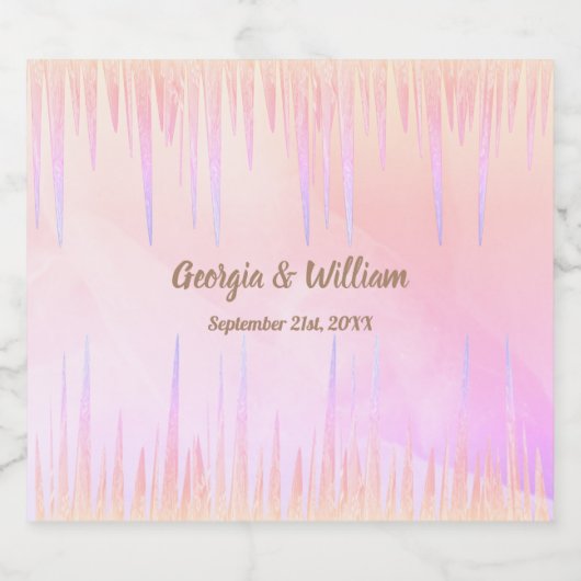 Stoffig Roze Perzik Icicle Wijn & Mousserende Wijn Sparkling Wijnetiket (Enkel label)