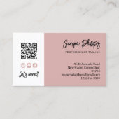 Stoffig roze QR-code 3 foto collage Visitekaartje (Voorkant)