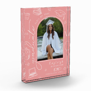 Stoffig Roze Retro Hand getrokken Afstuderen Photo Fotoblokken