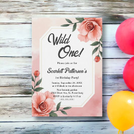 Stoffig Roze Romantische Bloemen Wild Een 1e Verja Kaart