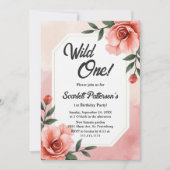 Stoffig Roze Romantische Bloemen Wild Een 1e Verja Kaart (Voorkant)