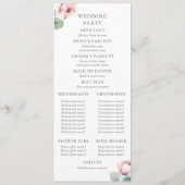 Stoffig Roze Romantische Elegante Bloemen Trouwen Programmakaart (Achterkant)