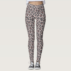 Stoffig Roze Rood Luipaardprint Patroon Leggings