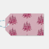 Stoffig roze rood Pagoda Vrolijk Kerstboom 1-Foto Cadeaulabel (Achterkant Horizontaal)
