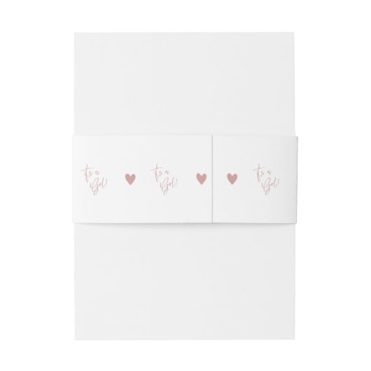 Stoffig Roze/Roos Baby shower Hart Uitnodigingen Wikkel (Achterkant Voorbeeld)