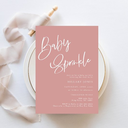 Stoffig Roze/Roos Boheemse Baby Sprinkle Invitatio Kaart