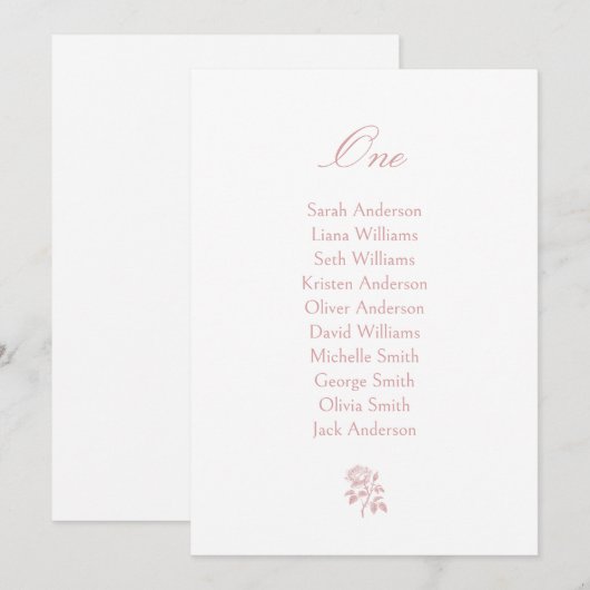 Stoffig Roze Roos Trouwstoel Grafiek Kaart (Voorkant / Achterkant)