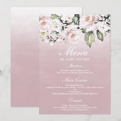 Stoffig Roze Roze Blush Waterverf Verjaardag Trouw Menu (Voorkant / Achterkant)