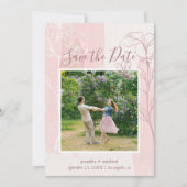 Stoffig Roze Roze Botanische Foto Save The Date (Voorkant)