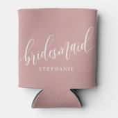 Stoffig Roze Roze Bruidsmeisje Modern Script Blikjeskoeler (Voorkant)