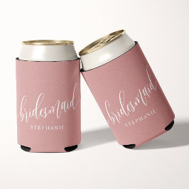 Stoffig Roze Roze Bruidsmeisje Modern Script Blikjeskoeler