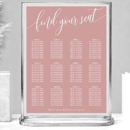 Stoffig Roze Roze Eenvoudige Trouw Stoelen Chart Poster