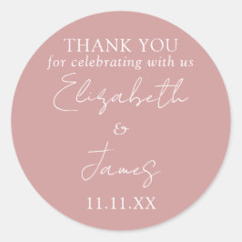 Stoffig Roze Roze Elegant Script Trouw Dank Je Ronde Sticker
