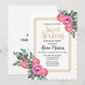 Stoffig Roze Roze Groen Botanisch Goud Zoet 16 Kaart (Voorkant / Achterkant)