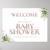 Stoffig Roze Roze Groene Welkomstbord voor Babybor Poster (Voorkant)