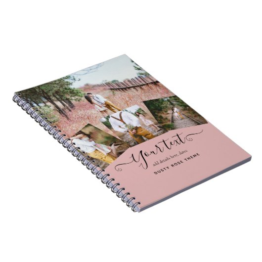 Stoffig Roze Roze Jonggehuwden Huwelijk FOTOCADEAU Notitieboek (Rechterzijde)