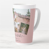 Stoffig Roze Roze Jonggehuwden Huwelijksfoto Cadea Latte Mok (Rechterhoek)