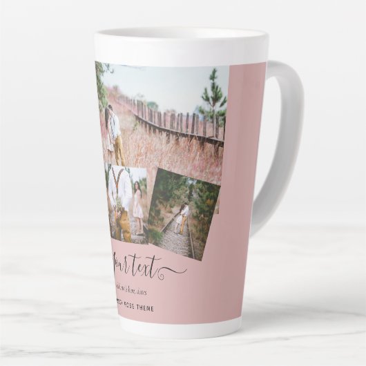 Stoffig Roze Roze Jonggehuwden Huwelijksfoto Cadea Latte Mok (Rechterhoek)