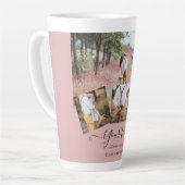 Stoffig Roze Roze Jonggehuwden Huwelijksfoto Cadea Latte Mok (Linkerhoek)