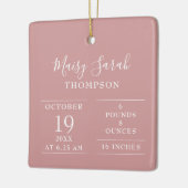 Stoffig Roze Roze Meisje Geboorte Stats Foto Keramisch Ornament (Links)