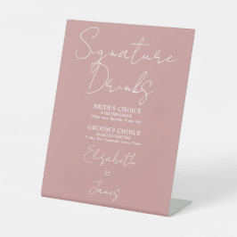 Stoffig roze roze minimalistische script handteken reclamebord met voetstuk
