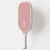 Stoffig Roze Roze | Wit Monogram| Witte Handvat Pickleball Paddle (Links)